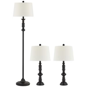 Tripoli 100.00 watt Black Table Lamps Portable Light, Plus Floor Lamp, Set of 3