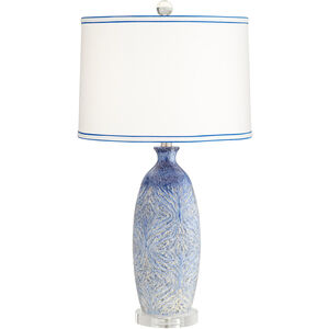 Halsted 30 inch 100 watt Blue Decorated Table Lamp Portable Light
