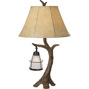 Mountain Wind 30 inch 150 watt Aged Oak Table Lamp Portable Light, with Nightlight