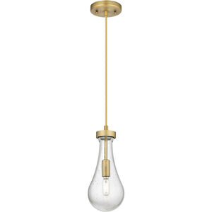 Owego 1 Light 5.13 inch Brushed Brass Pendant Ceiling Light in Seedy Glass