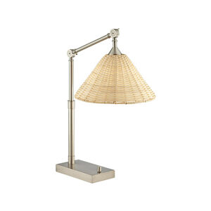 West Palm 25 inch 150.00 watt Brushed Nickel/Brushed Steel Table Lamp Portable Light, with USB Port
