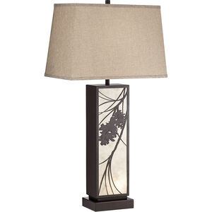 Brookline 32 inch 100.00 watt Dark Bronze Table Lamp Portable Light, with USB Port and Outlet
